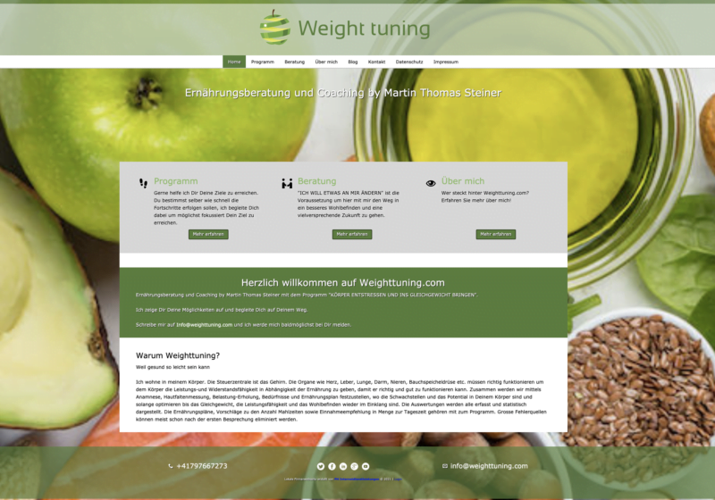 Webseite für Ernährungsberatung und Coaching.