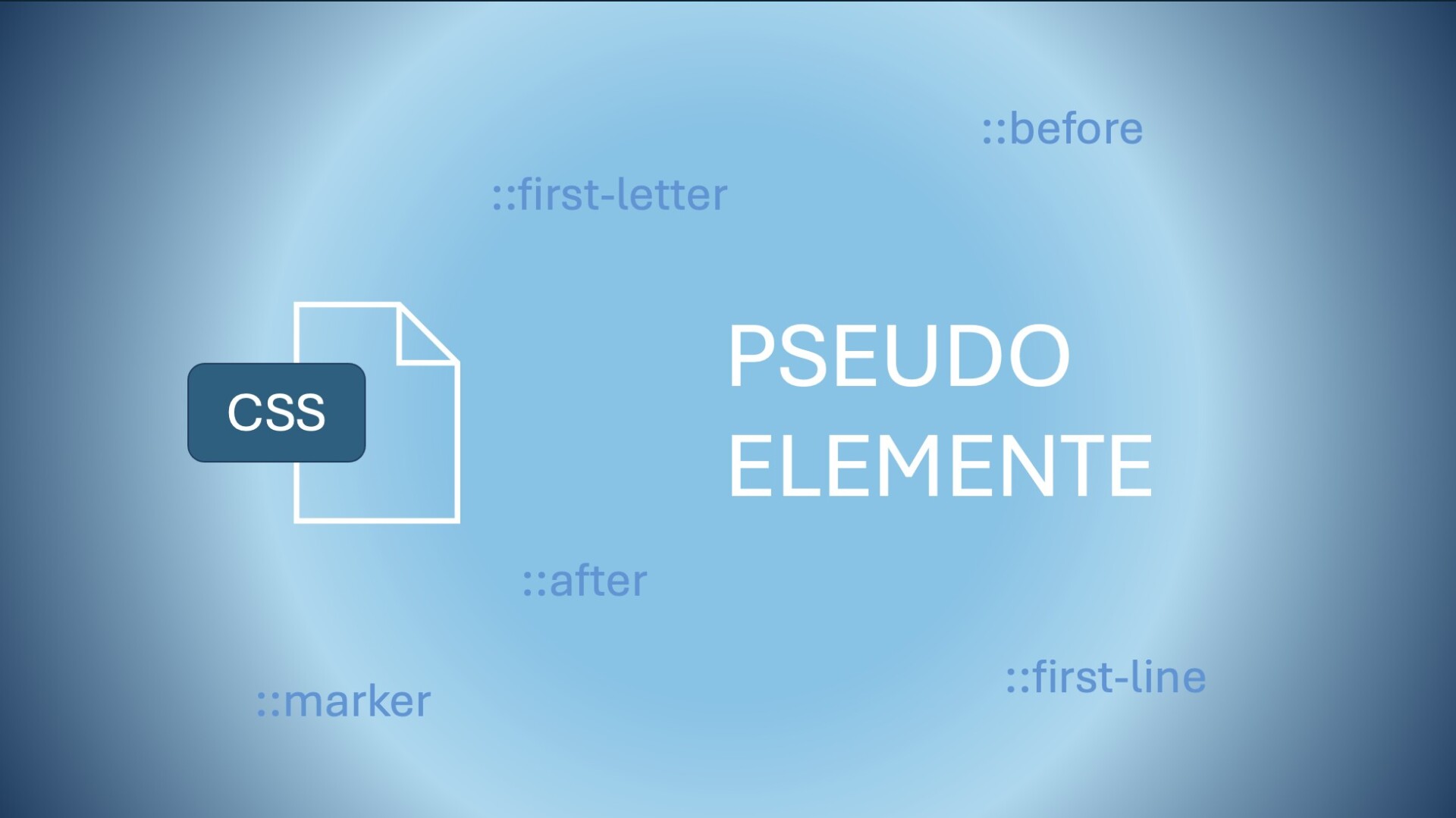 Graphic for CSS pseudo-elements: ::before, ::after, ::first-letter.